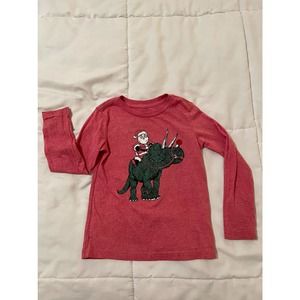 Fabkids red Christmas Santa Rhino Long Sleeve Unisex Shirt size 4-5 (SMALL)